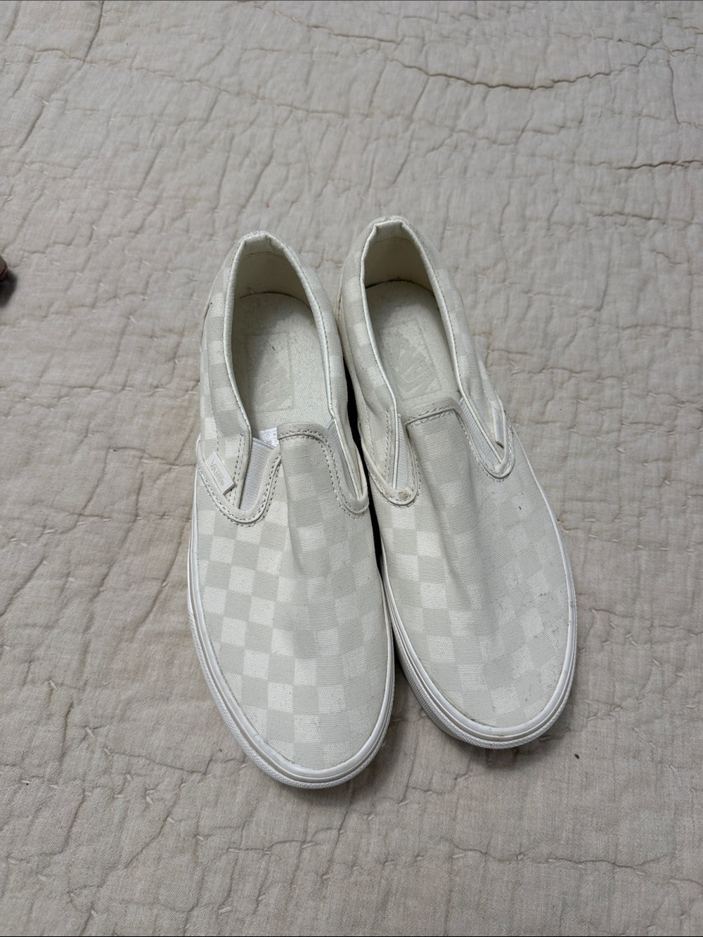 Vans Women's Slip-On Checkerboard Sneakers in Off-White